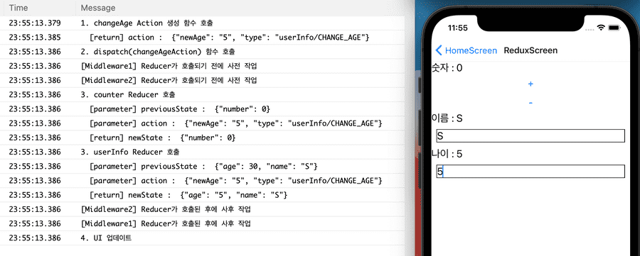 react native redux middleware changeage