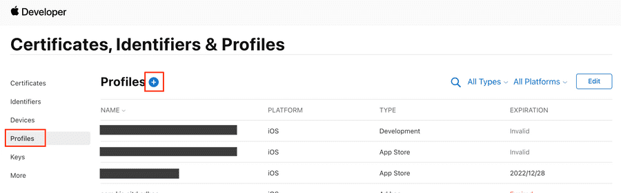 react native create ios certificate profiles1