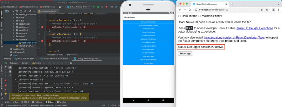 react native debug with webstorm10