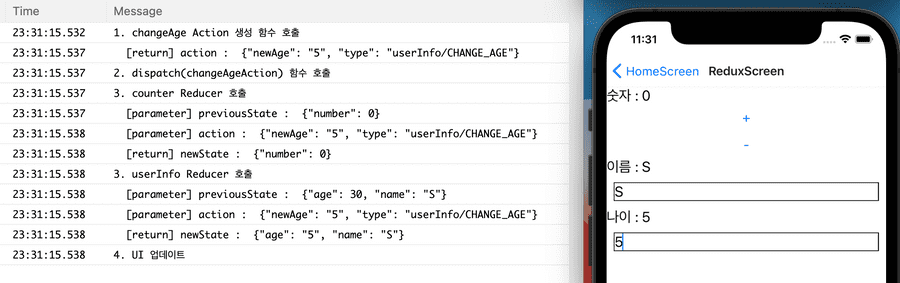 react native redux changeage