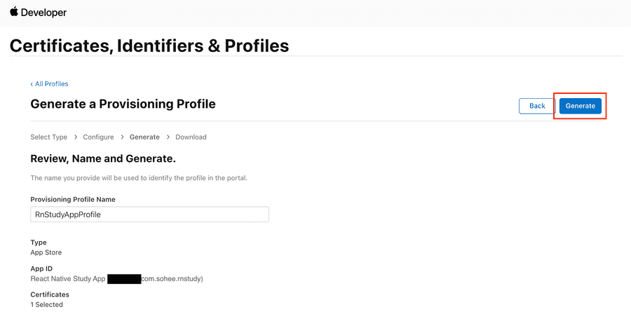 react native create ios certificate profiles6