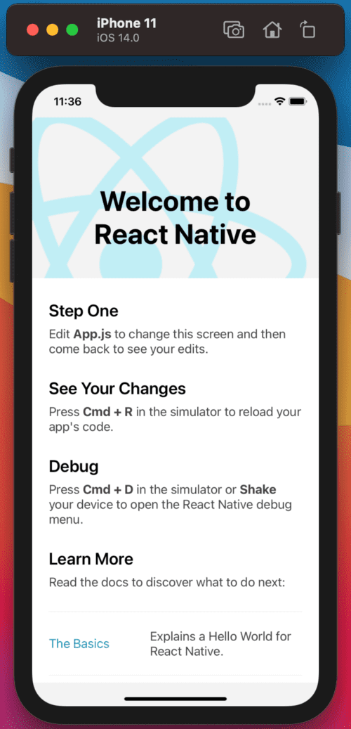 react native create run ios