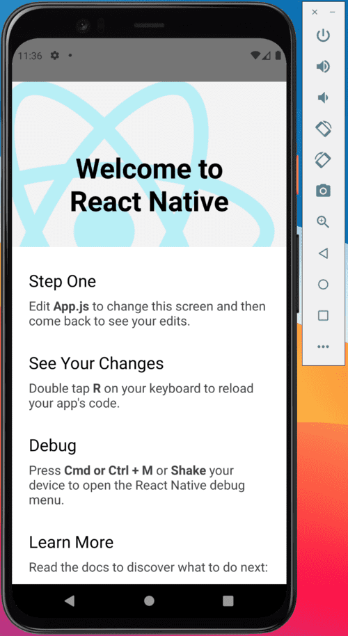 react native create run android