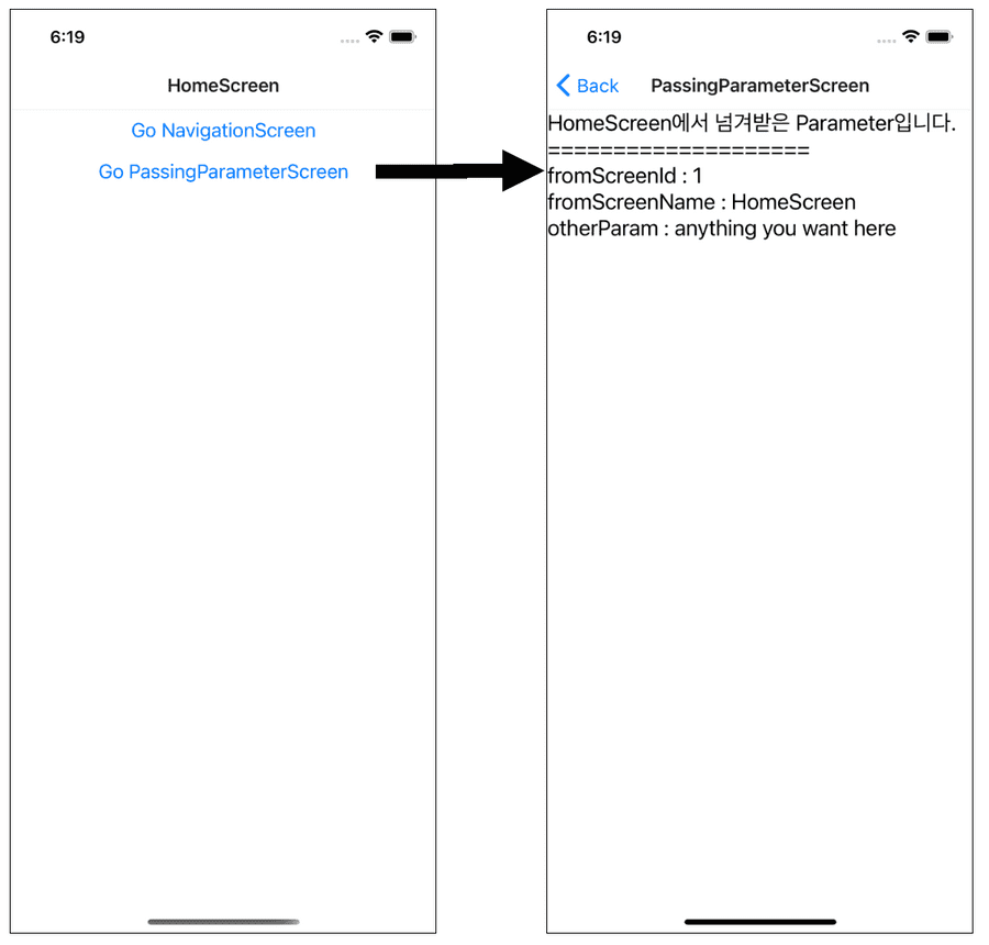 react native passing parameter