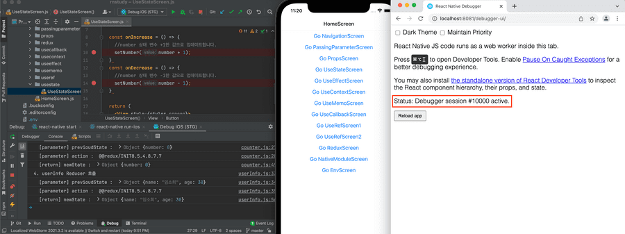 react native debug with webstorm14